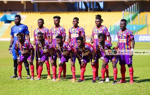 Hearts of Oak players line up for a group photo