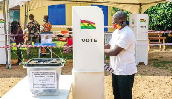 A Ghanaian casting his vote during the 2020 elections