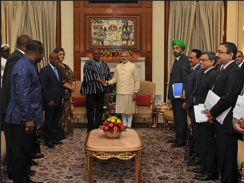 Mahama in a meeting with Indian Prime Minister, Shri Narendra Modi, at the Hyderabad House in India