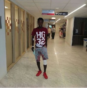 Majeed Ashimeru leaving the hospital in Belgium after his successful surgery.