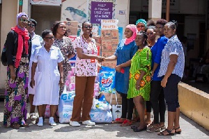 The Women's Commission of GIMPA SRC made the donation at Korle Bu Teaching Hospital, Accra