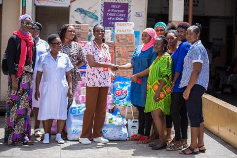 The Women's Commission of GIMPA SRC made the donation at Korle Bu Teaching Hospital, Accra