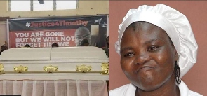 Di wife of late Timothy Adegoke plus foto of im husband casket