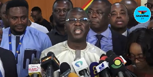 Former Finance minister, Dr. Amin Adam addressing the press after the budget presentation