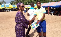 Enoch Dadzie (R) a form two electrical student was adjudged overall best student for form two