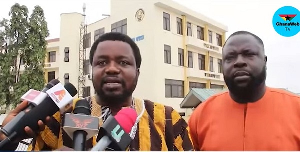President of TEAP, Kwadwo Yeboah (in yellow and brown fugu) interacts with media