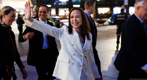 María Corina Machado greets crowds in Oslo