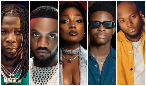 From L to R: Stonebwoy, Mr Drew, Efya, Lasmid, and King Promise