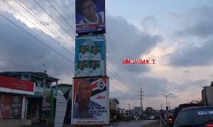The posters of Mr Tetteh has flooded the streets within the constituency