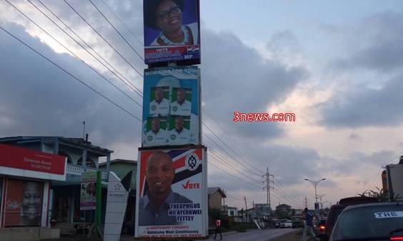 The posters of Mr Tetteh has flooded the streets within the constituency