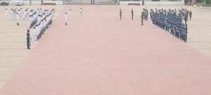 The officers of the old and new guards on parade at the Presidency