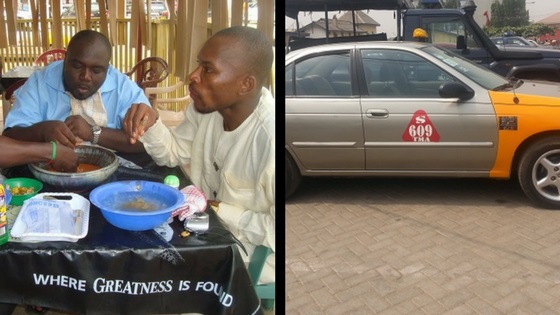 The driver (left) eating with KABA during one of their hangouts