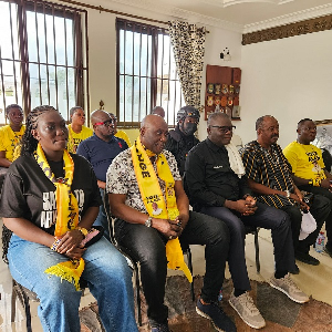 Running to Alan Kyerematen, Kwame Owusu Danso (KOD) seated with some party members