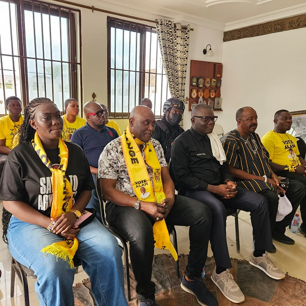 Running to Alan Kyerematen, Kwame Owusu Danso (KOD) seated with some party members