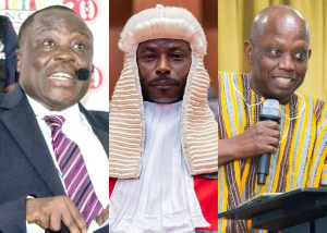 L-R: Justice Gabriel Pwamang, Justice Samuel Adibu-Asiedu and Daniel Yao Domelevo are members