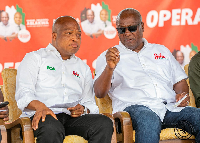 Samuel Okudzeto Ablakwa (L) and President John Dramani Mahama (R)