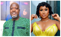 Veteran broadcaster Kwame Sefa Kayi (L) actress Nana Ama McBrown (R)