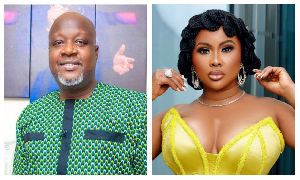 Veteran broadcaster Kwame Sefa Kayi (L) actress Nana Ama McBrown (R)