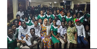 Second Lady, Samira Bawumia seated among some student nurses