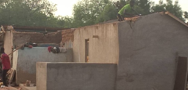 The roofs of houses were ripped off by the storm