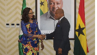 Nigeria's Foreign Affairs Minister Odumegwu-Okujwu (L)  with Ghana's Foreign Minister Ablakwa (R)