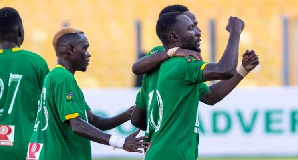 Aduana Stars players celebrating a goal