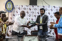 Dr. Malumbete Ralethe and Sahir Edoo after signing a four-year agreement FASU