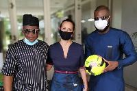 Abedi Pele, Anne Sophie Ave, Touch of France winner at the French Embassy