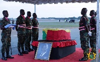 The casket of Kofi Annan is on display at the AICC for Ghanaians to pay their last respects