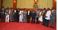 President Nana Akuffo Addo in a pose with some of his Ministers