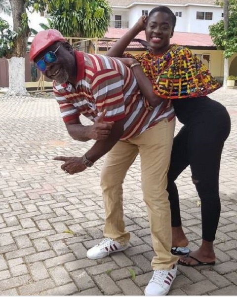 Veteran actor Kofi Adjorlolo and Fella Makufui