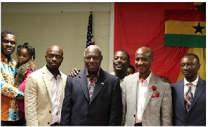 H.E. Dr Barfour Agyei-Barwuah (fourth left) with some organizers of the town hall in Maryland