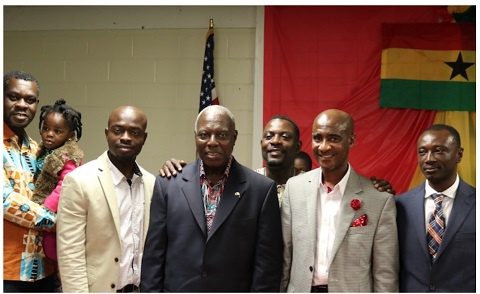 H.E. Dr Barfour Agyei-Barwuah (fourth left) with some organizers of the town hall in Maryland