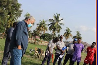 Papic with the Hearts of Oak players during training