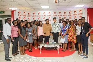 Yawa Hansen-Quao and Hannah Agbozo (middle) in a group photograph with some participants at the Airt