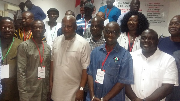 Former President Mahama with some leading members of the NDC and delegates