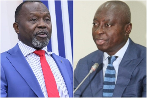 A photo collage of Attorney General Dr Dominic Ayine (L) and Adu Boahene's lawyer Samuel Atta Akyea
