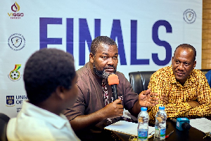 Yaw Sakyi (holding microphone) is the head of RITE Sports Services
