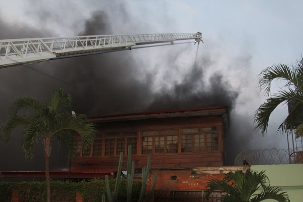 Fire yesterday razed down the Coconut Grove Regency Hotel in Accra