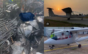 Two people reportedly die in helicopter crash at Tema Community 1 [NB: Viewer discretion is advised]