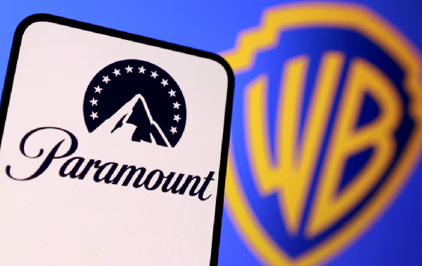 Paramount and Warner Bros logos are seen in this illustration taken December 8, 2025