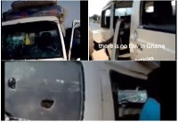 The trotro which was allegedly vandalised by a police taskforce