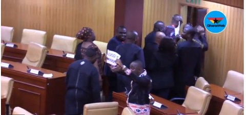 Some MPs held placards with the inscription 'Bloody widow'