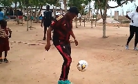 Great Ampong with the ball at his feet