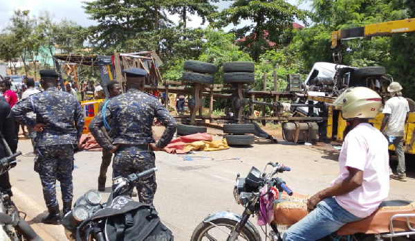 Police personnel seen at an accident scene