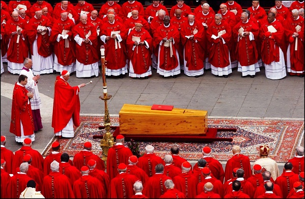 File photo of a burial mass of a Pope