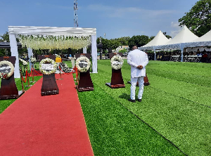 GFA President Kurt E. S. Okraku paying his last respect to the late legend