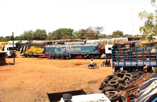 Trucks at the Paga border lorry park