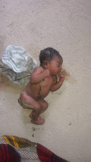 The baby was found on the bare floor in an uncompleted building