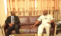 Minister of Youth and Sports, Isaac Asiamah with Siaka Ouattara of Ivory Coast